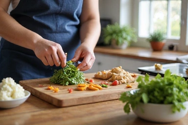 Osoba připravující zdravé jídlo v moderní kuchyni